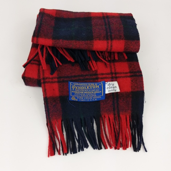 Pendleton Accessories - Vintage Pendleton Plaid Scarf Red Tartan